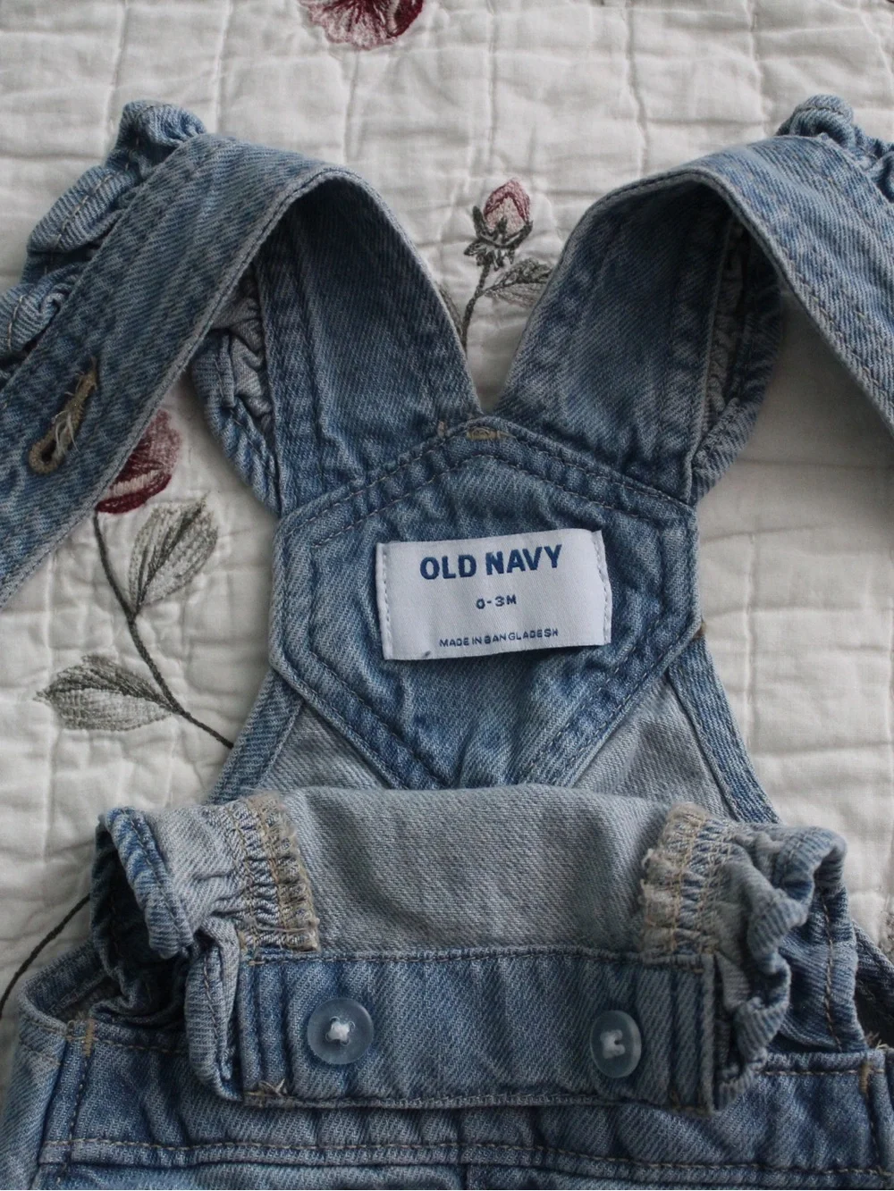Old Navy Light Blue Denim Ruffle Strap Baby Overalls